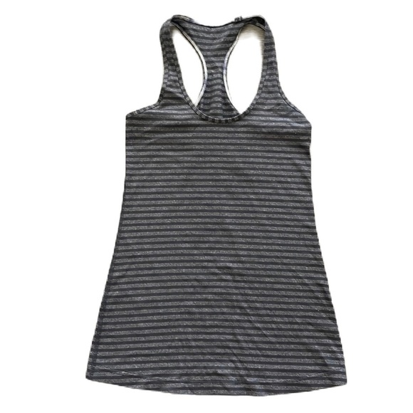 Sz6 Lululemon Cool Racerback Black/grey Microstripe EUC - Picture 1 of 7